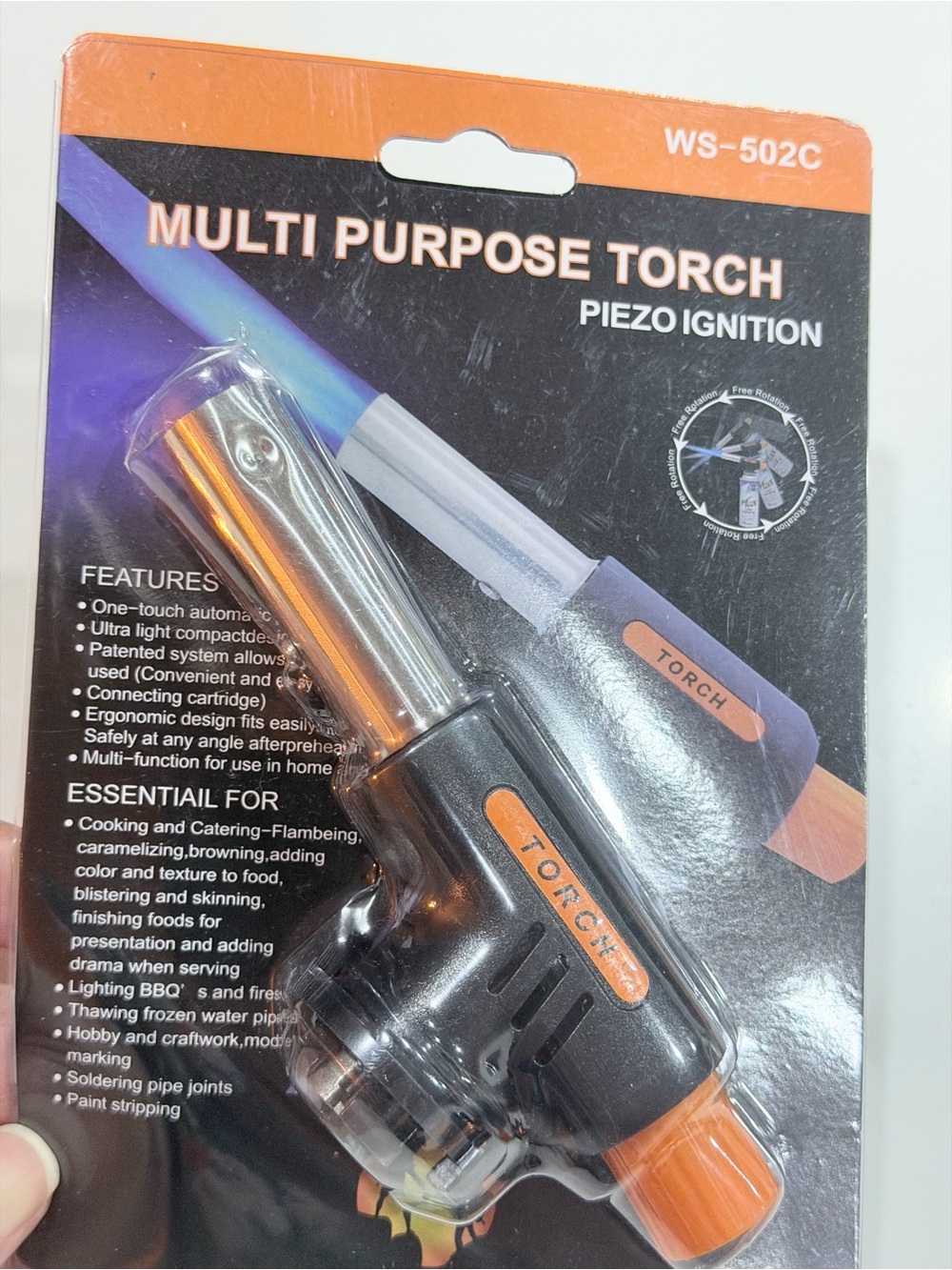 Multi-Purpose Torch Tool - Orange and Black